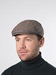 Кепка STETSON арт. 6313201 DRIVER CAP LINEN/COTTON HOUNDSTOOTH (светло-коричневый / голубой)